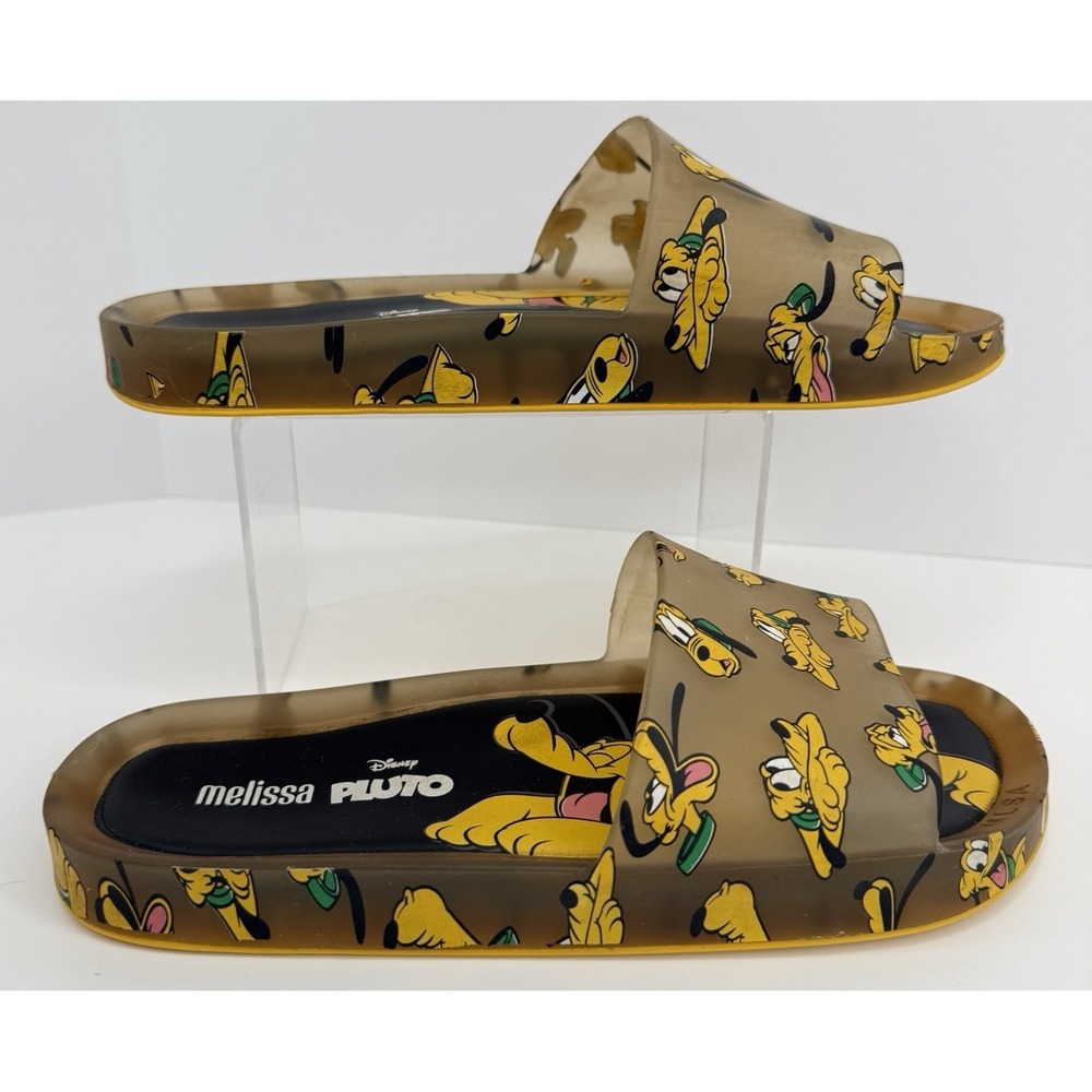 Melissa‎ x Disney Pluto Slide Sandals Womens US 7 Brown Yellow Jelly Brazil